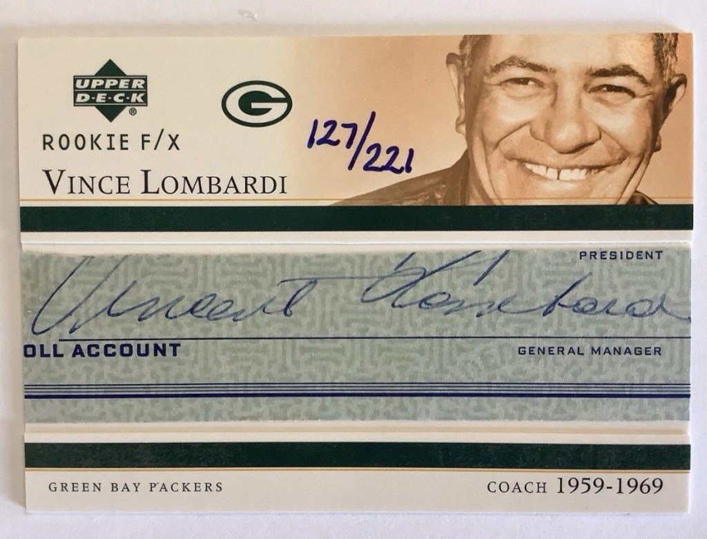 2001 Upper Deck Rookie F/X Vince Lombardi&nbsp;Auto